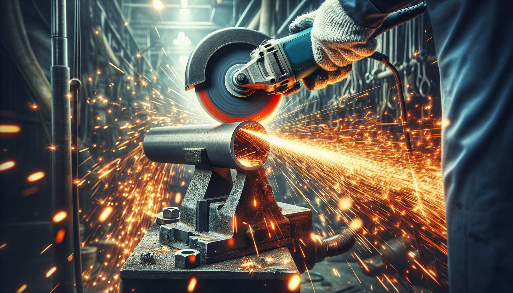 Best cut-off wheels for metal — sparks from cutting steel pipe