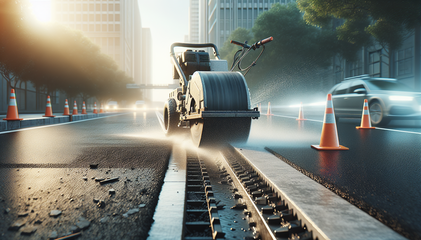 Best diamond blades for asphalt — blade cutting asphalt pavement