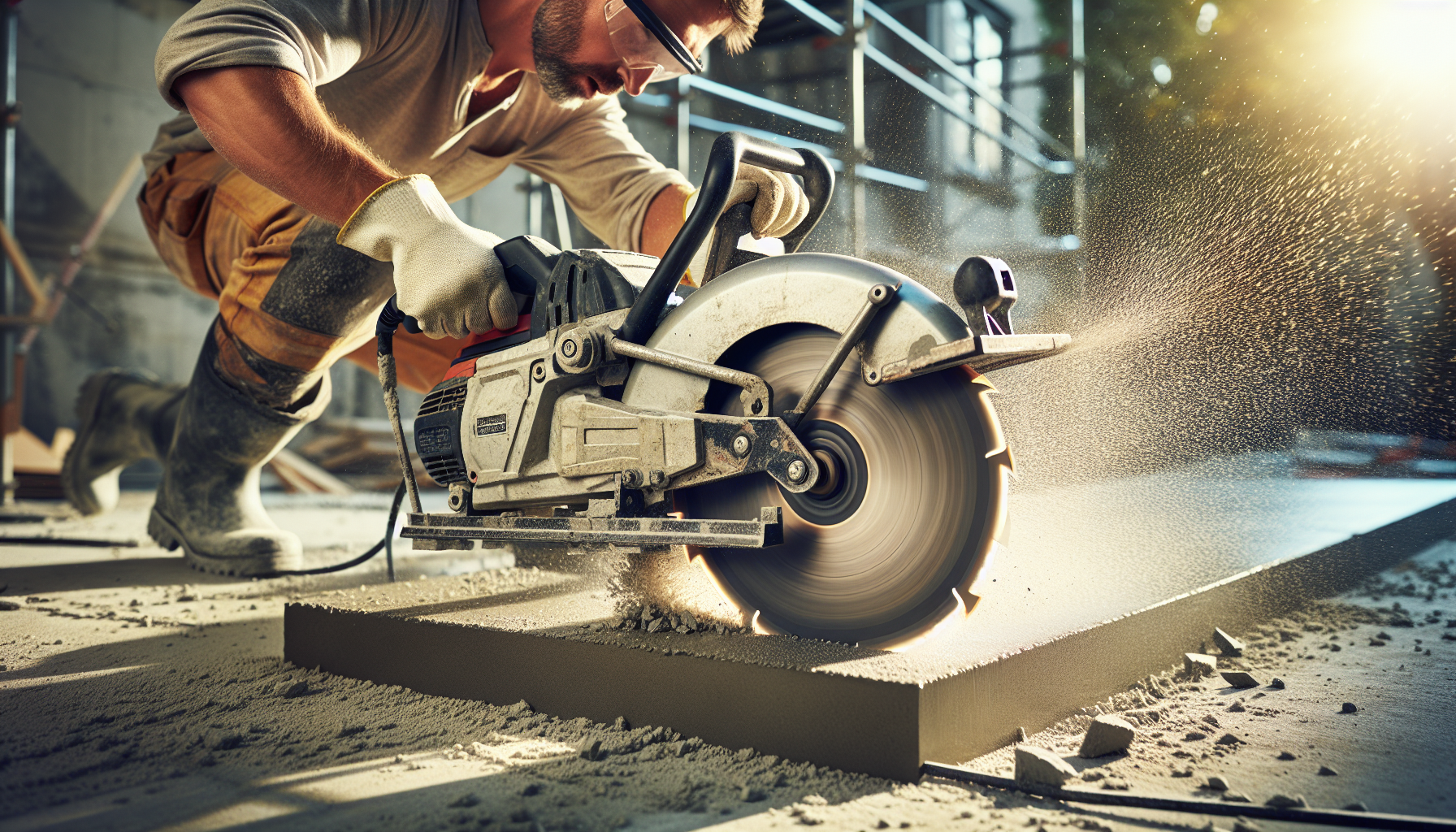 Best diamond blades for concrete — blade cutting through concrete slab
