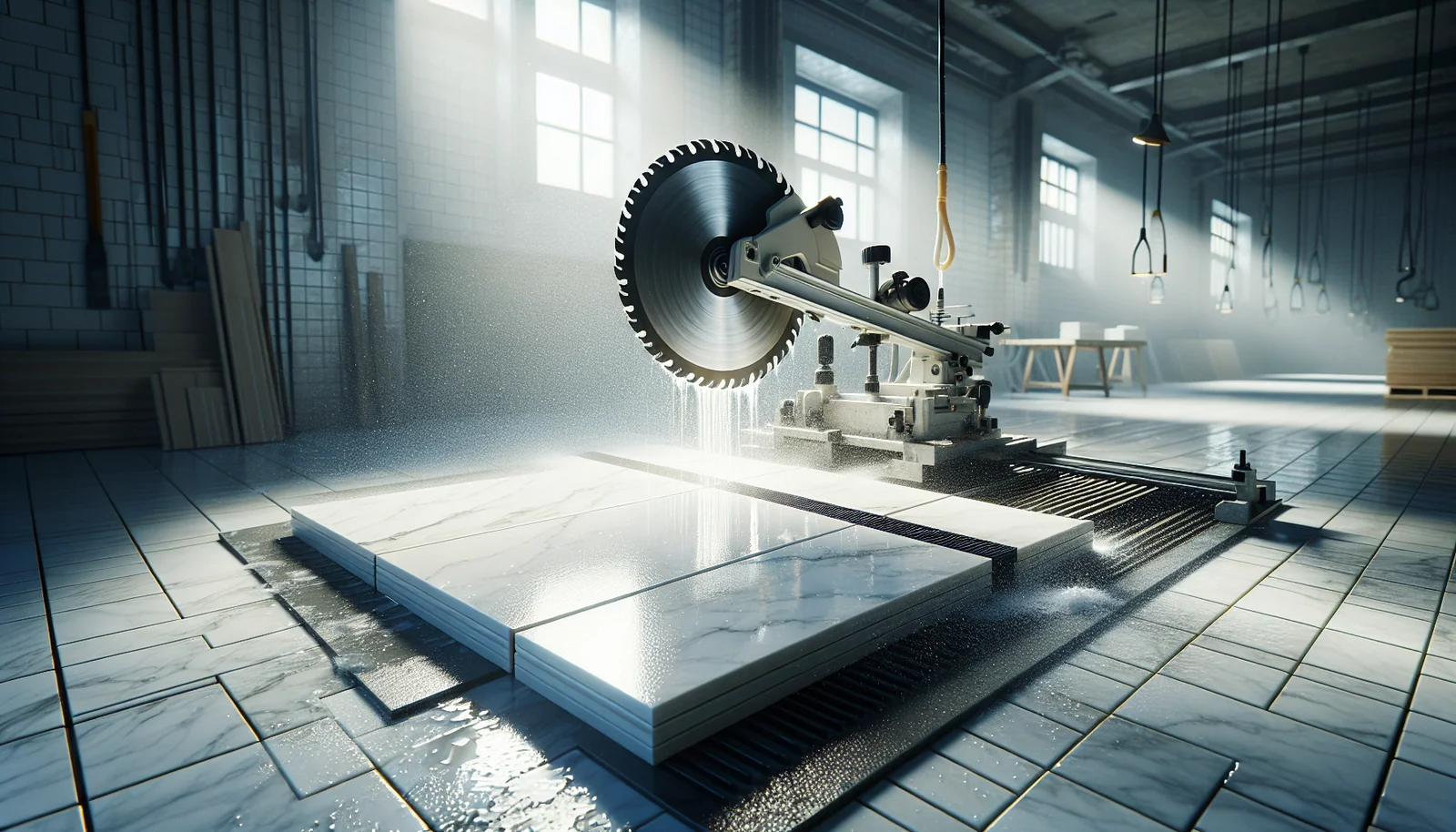 Cutting porcelain tile with a continuous-rim diamond blade on a wet saw