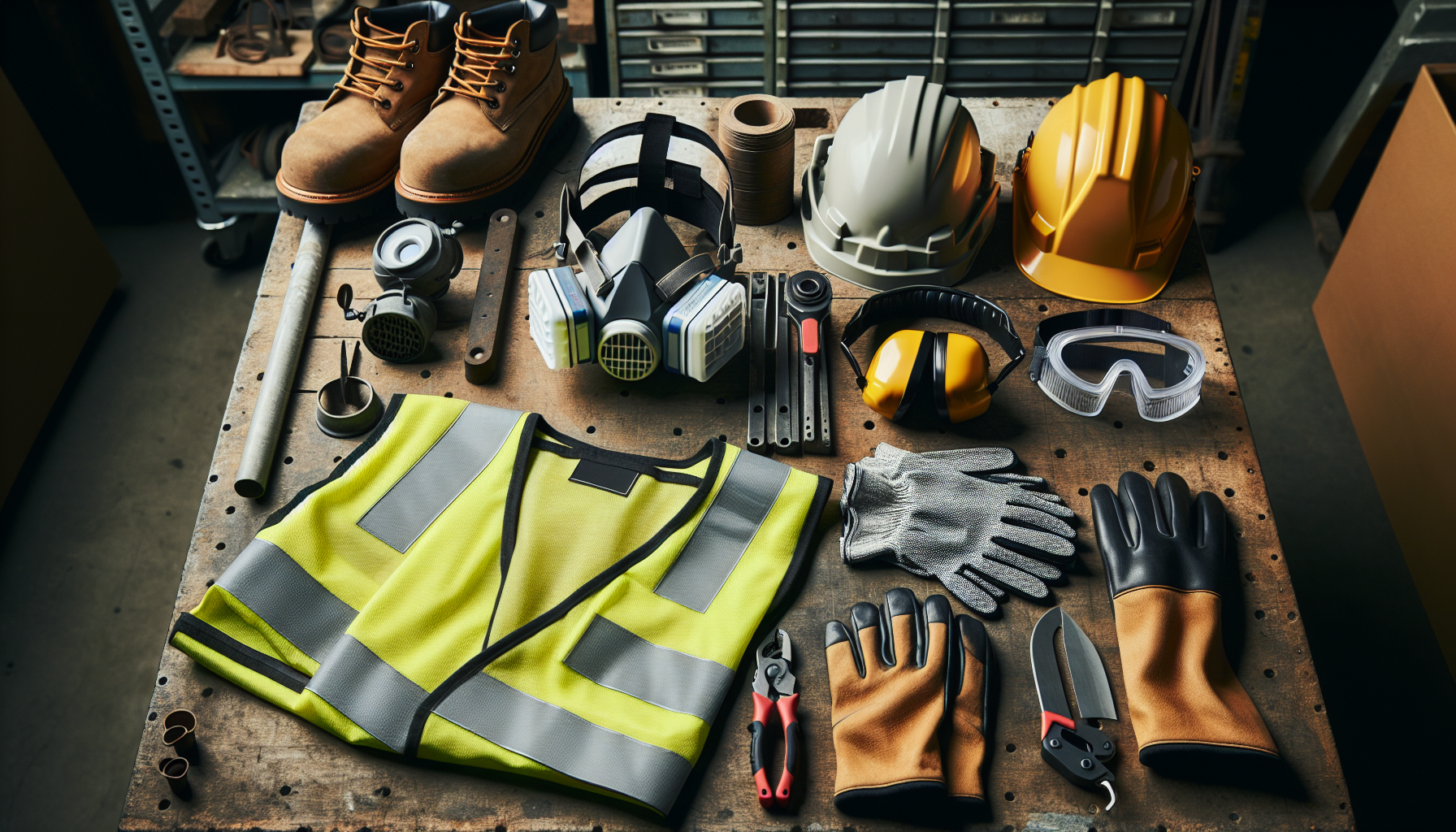 Concrete saw safety checklist — required PPE layout