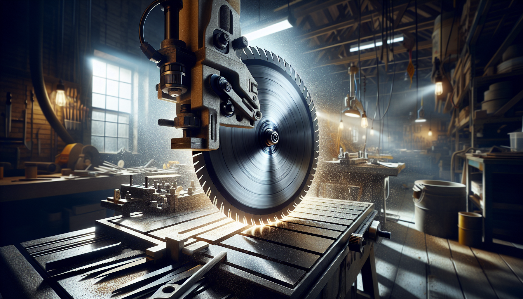 Diamond blade RPM — spinning blade on concrete cut-off saw