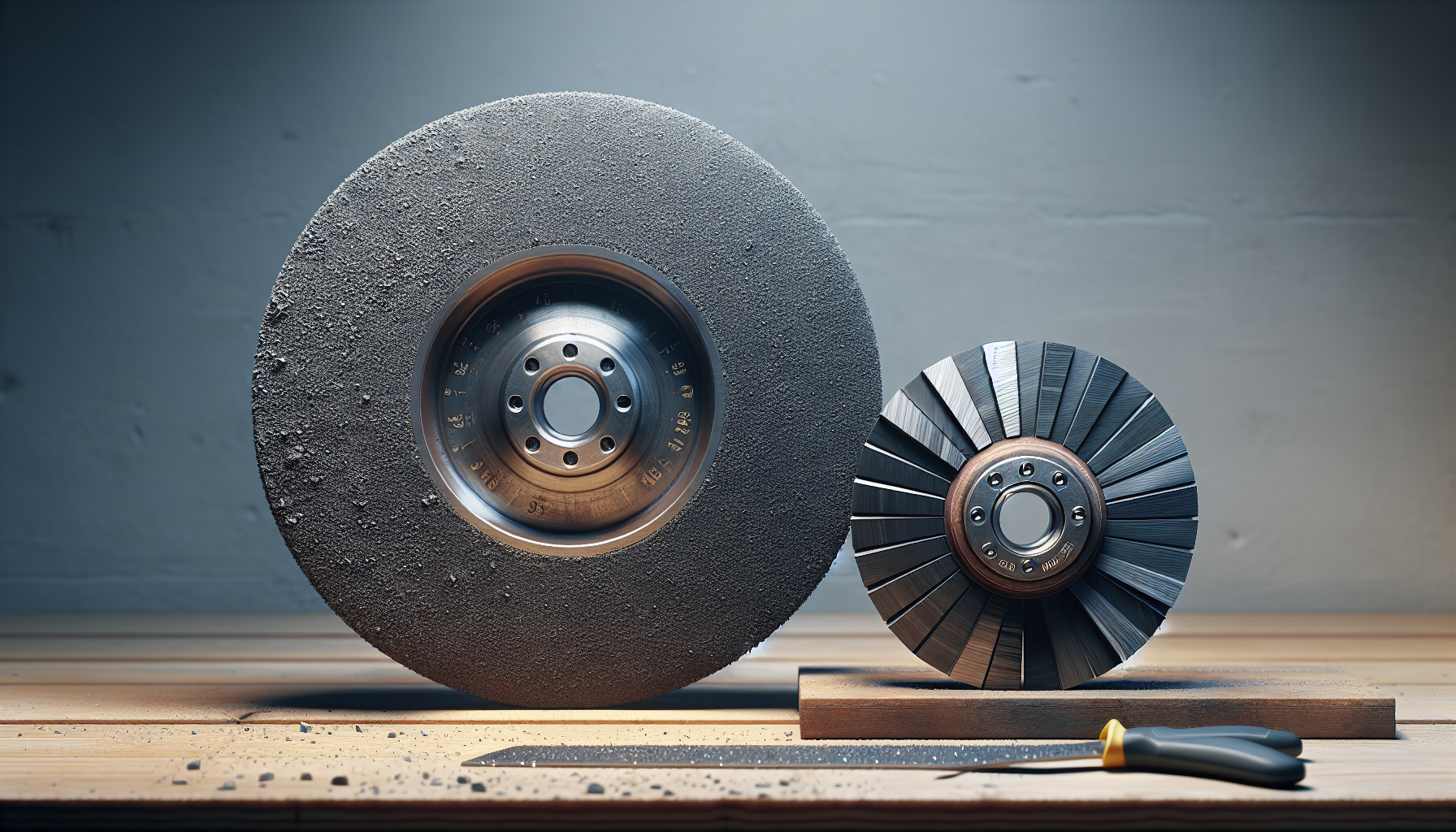 Diamond vs abrasive cut-off wheels — size comparison after use