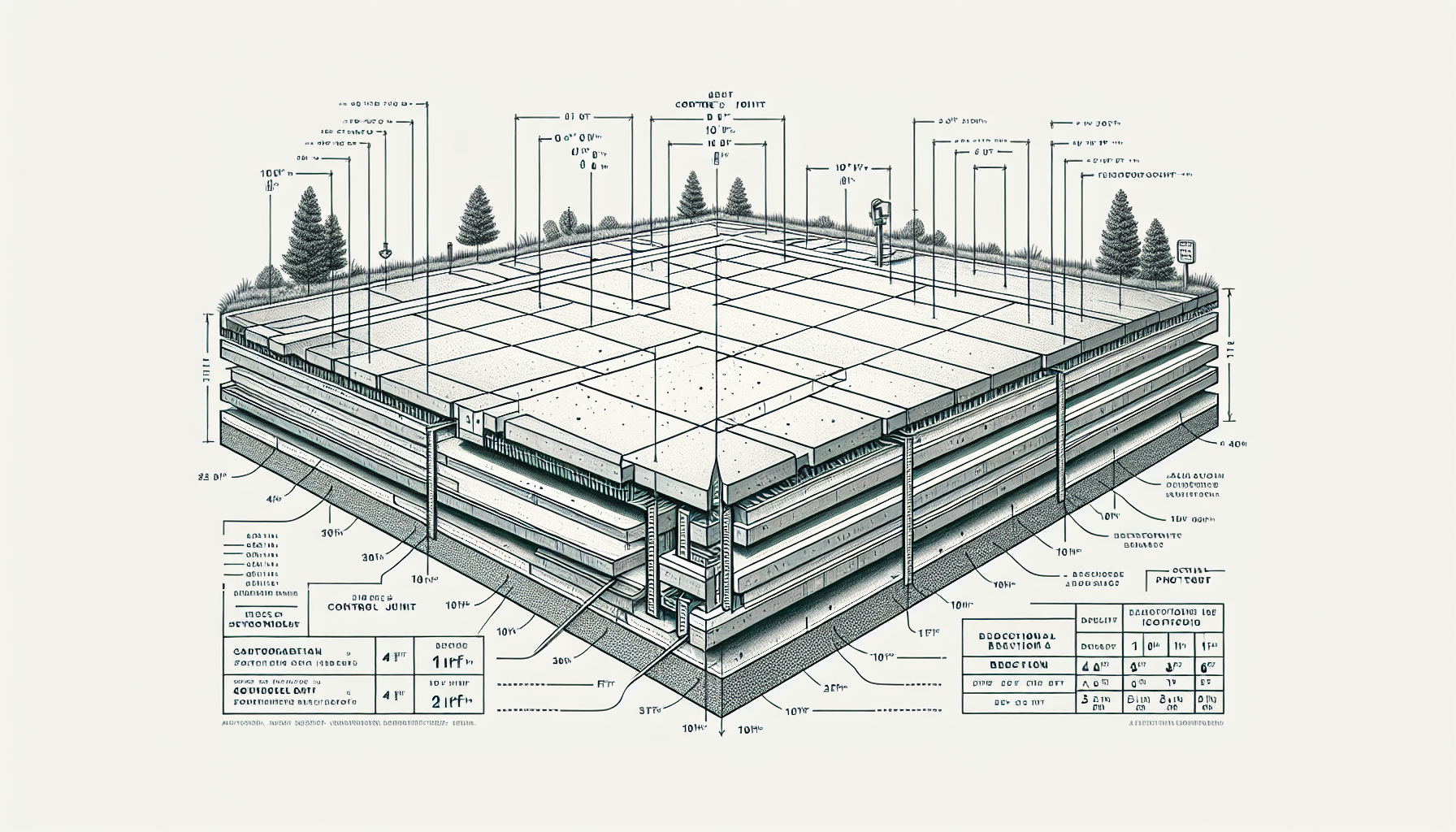 Expansion joint spacing diagram — panel layout for concrete slab