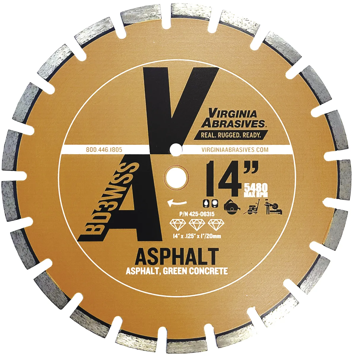VA 14-inch BD Asphalt / Green Concrete Diamond Blade