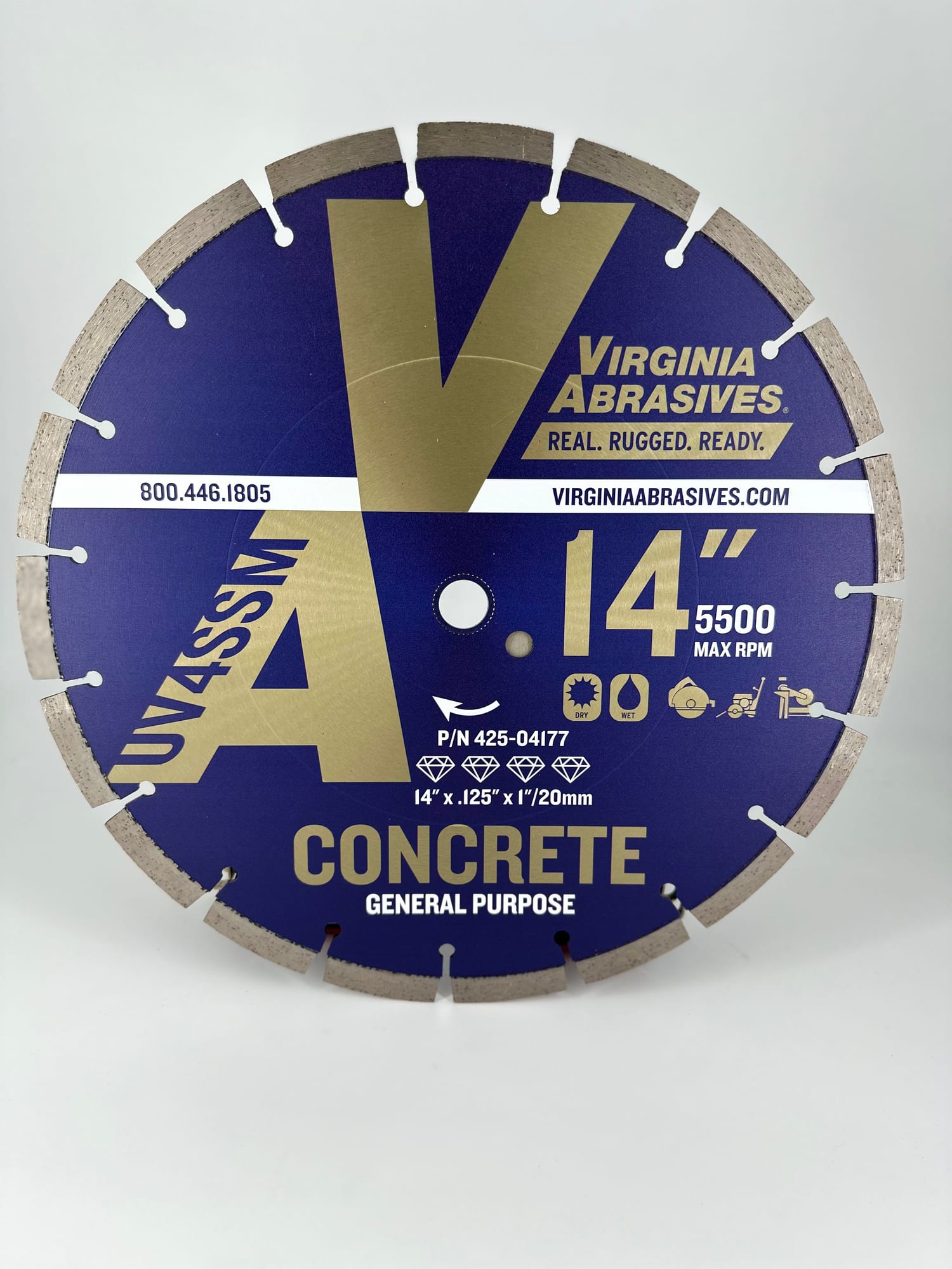 Virginia Abrasives 14-inch general-purpose diamond blade for concrete — UV4SSM